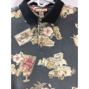 Pardise Blue casual golf shirt‎  Mens Size XL Polo vintage car Graphic Print